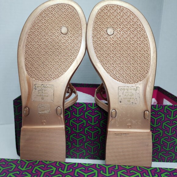 Womens NIB Tory Burch Rose Gold Mini Miller Flat Thong Metallic Sandals Size 10 - Picture 12 of 12